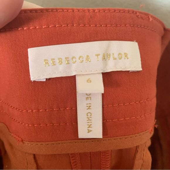 Rebecca Taylor Orange Pleated High Waist Trouser Shorts - Picture 3 of 6